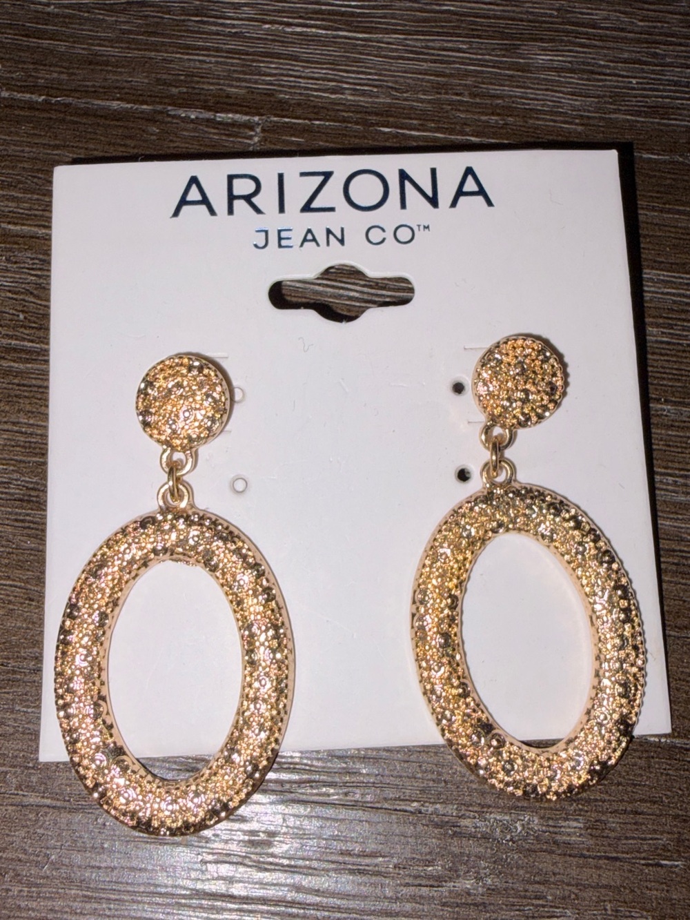 Arizona Jean Company Gold Glitter Oval Dangle Earrings